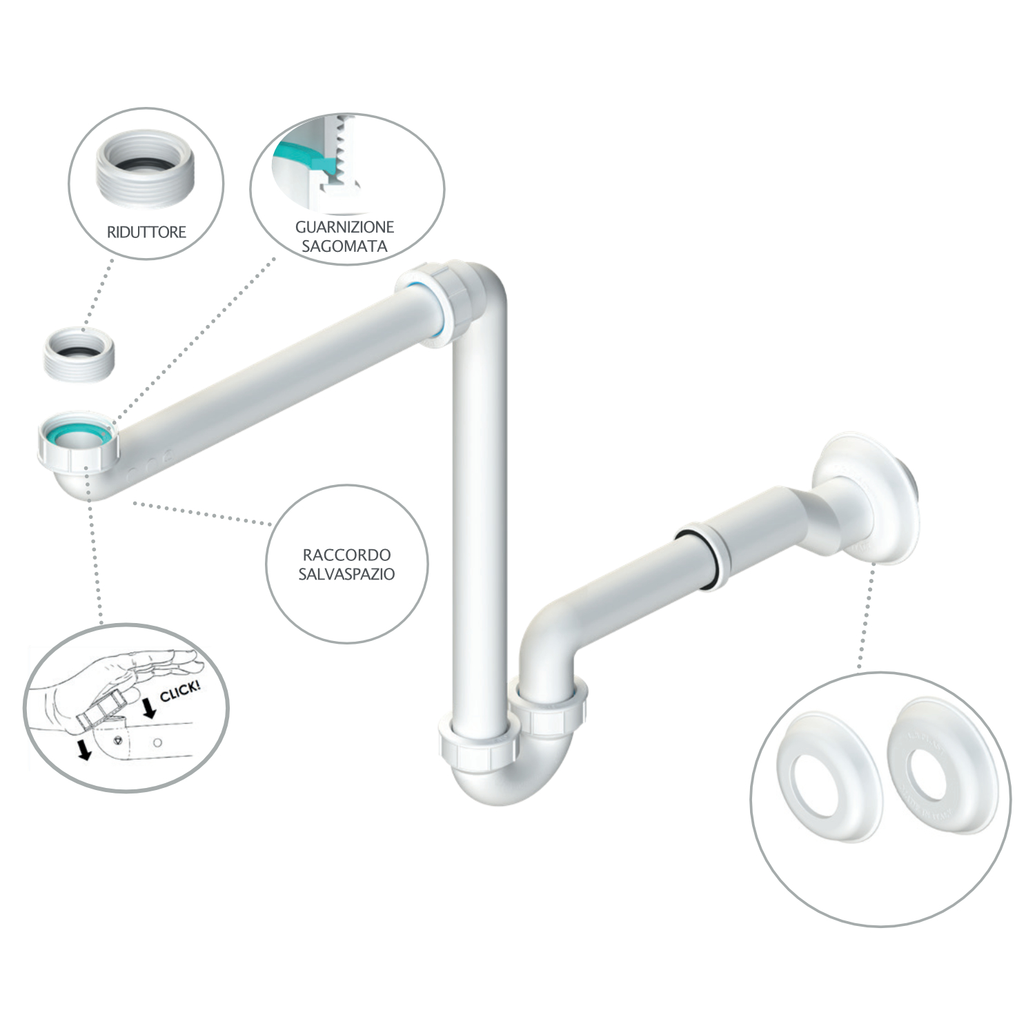 SIFONE LAVABO IN PP SALVASPAZIO DIAMETRO 1.1/4X40mm - Foto 5